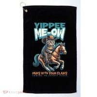 Funny Cat Cowboy Yippee Meow Golf Towel thumb 0