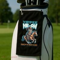 Funny Cat Cowboy Yippee Meow Golf Towel thumb 2