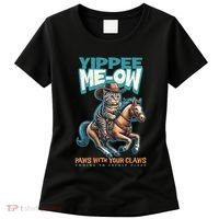 Funny Cat Cowboy Yippee Meow Women's T-Shirt thumb 0