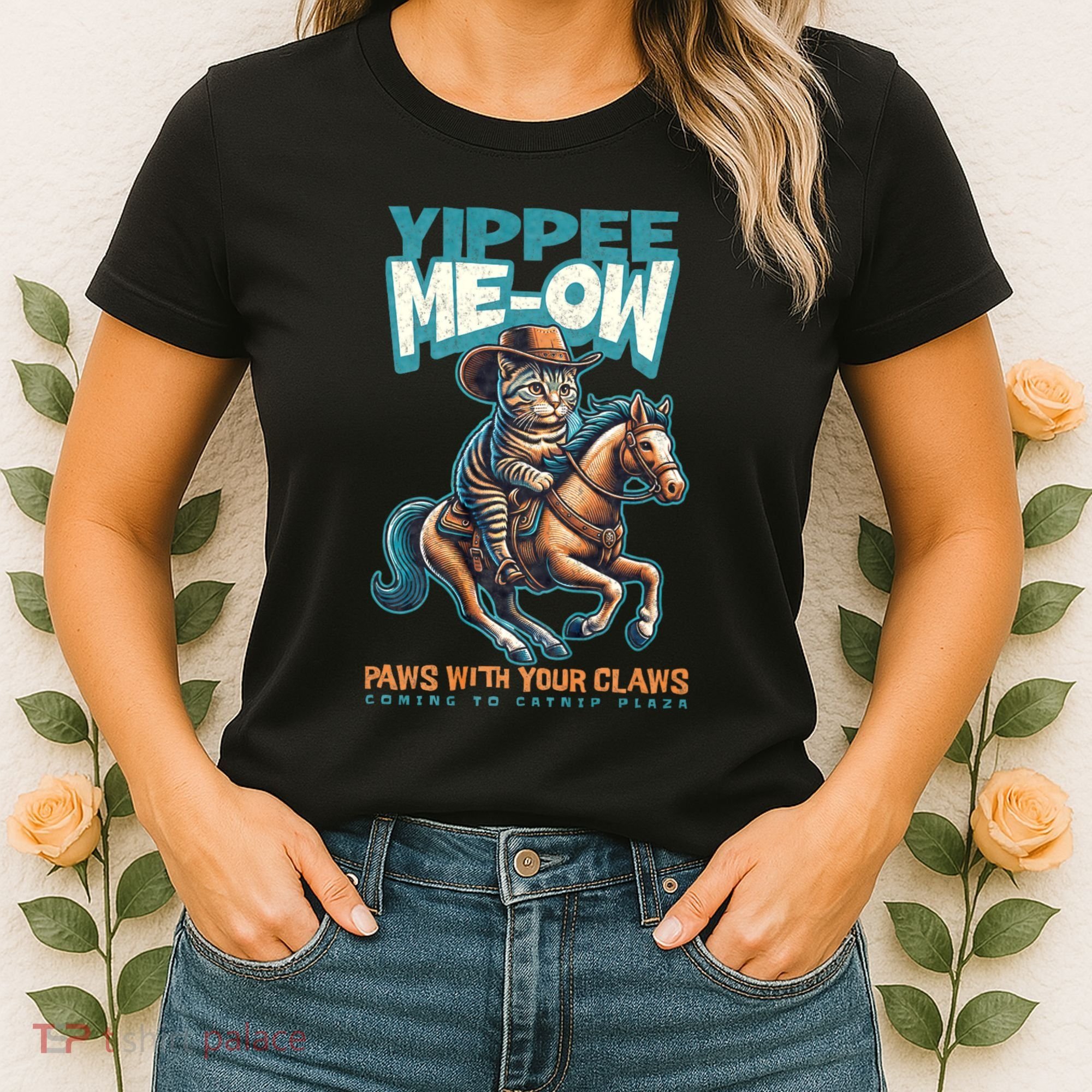 Funny Cat Cowboy Yippee Meow Women's T-Shirt