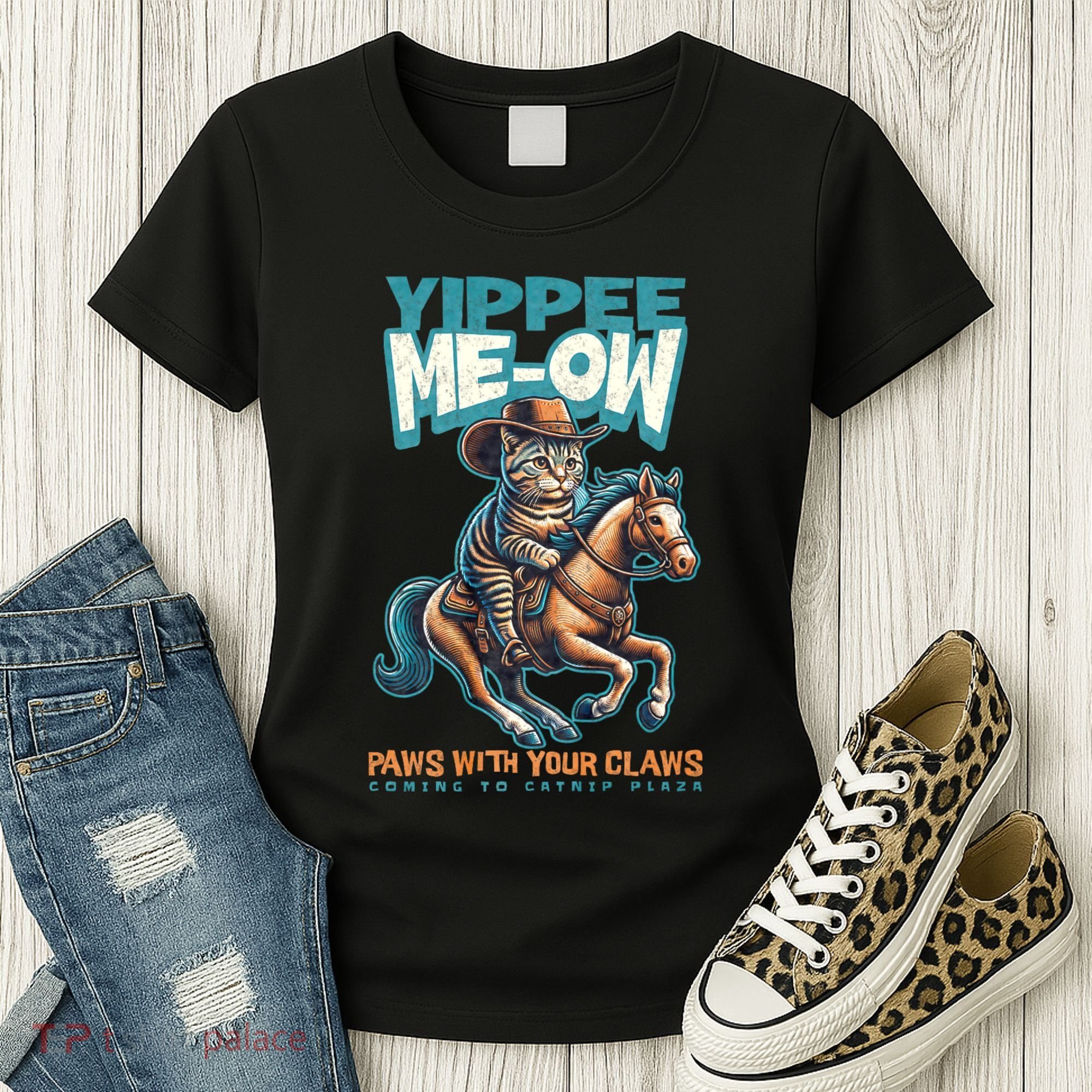 Funny Cat Cowboy Yippee Meow Women's T-Shirt