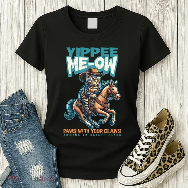 Funny Cat Cowboy Yippee Meow Women's T-Shirt