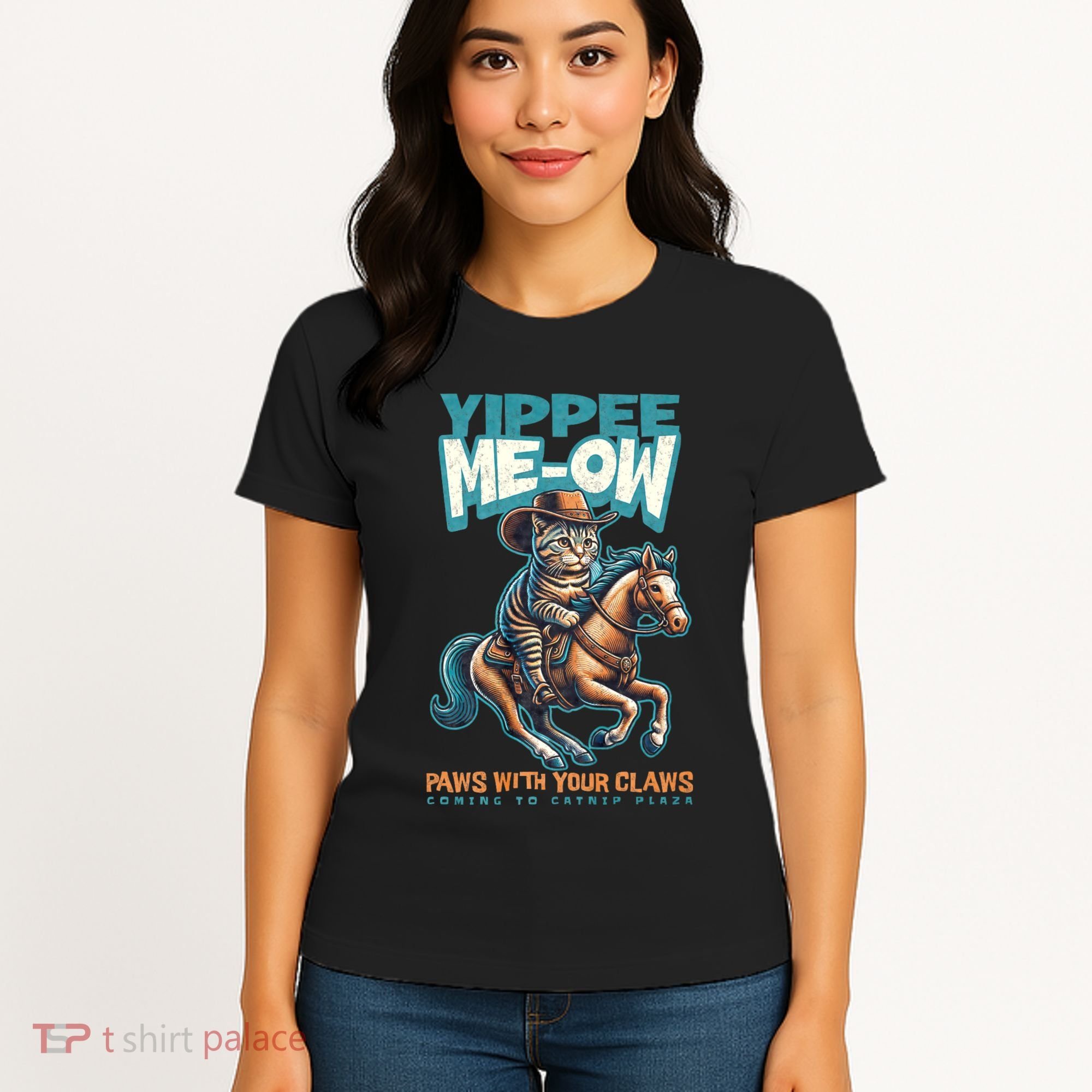 Funny Cat Cowboy Yippee Meow Women's T-Shirt