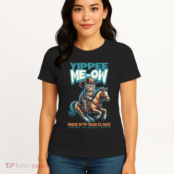 Funny Cat Cowboy Yippee Meow Women's T-Shirt
