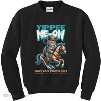 Funny Cat Cowboy Yippee Meow Kids Sweatshirt thumb 0