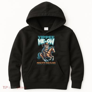 Funny Cat Cowboy Yippee Meow Kids Hoodie