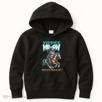 Funny Cat Cowboy Yippee Meow Kids Hoodie thumb 0