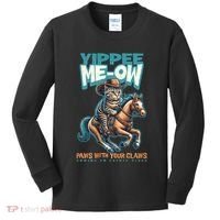 Funny Cat Cowboy Yippee Meow Kids Long Sleeve Shirt thumb 0