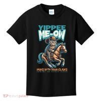 Funny Cat Cowboy Yippee Meow Kids T-Shirt thumb 0