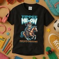 Funny Cat Cowboy Yippee Meow Kids T-Shirt thumb 3