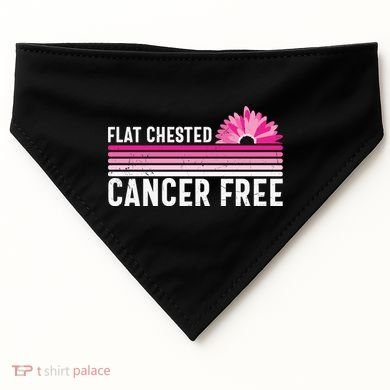 Flat Chested Cancer Free Flower Breast Caner USA-Made Doggie Bandana