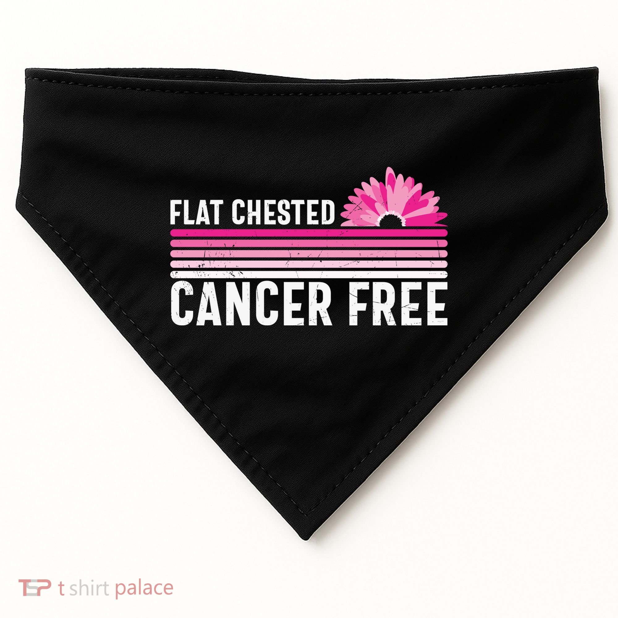 Flat Chested Cancer Free Flower Breast Caner USA-Made Doggie Bandana