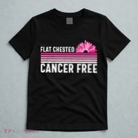Flat Chested Cancer Free Flower Breast Caner T-Shirt thumb 5