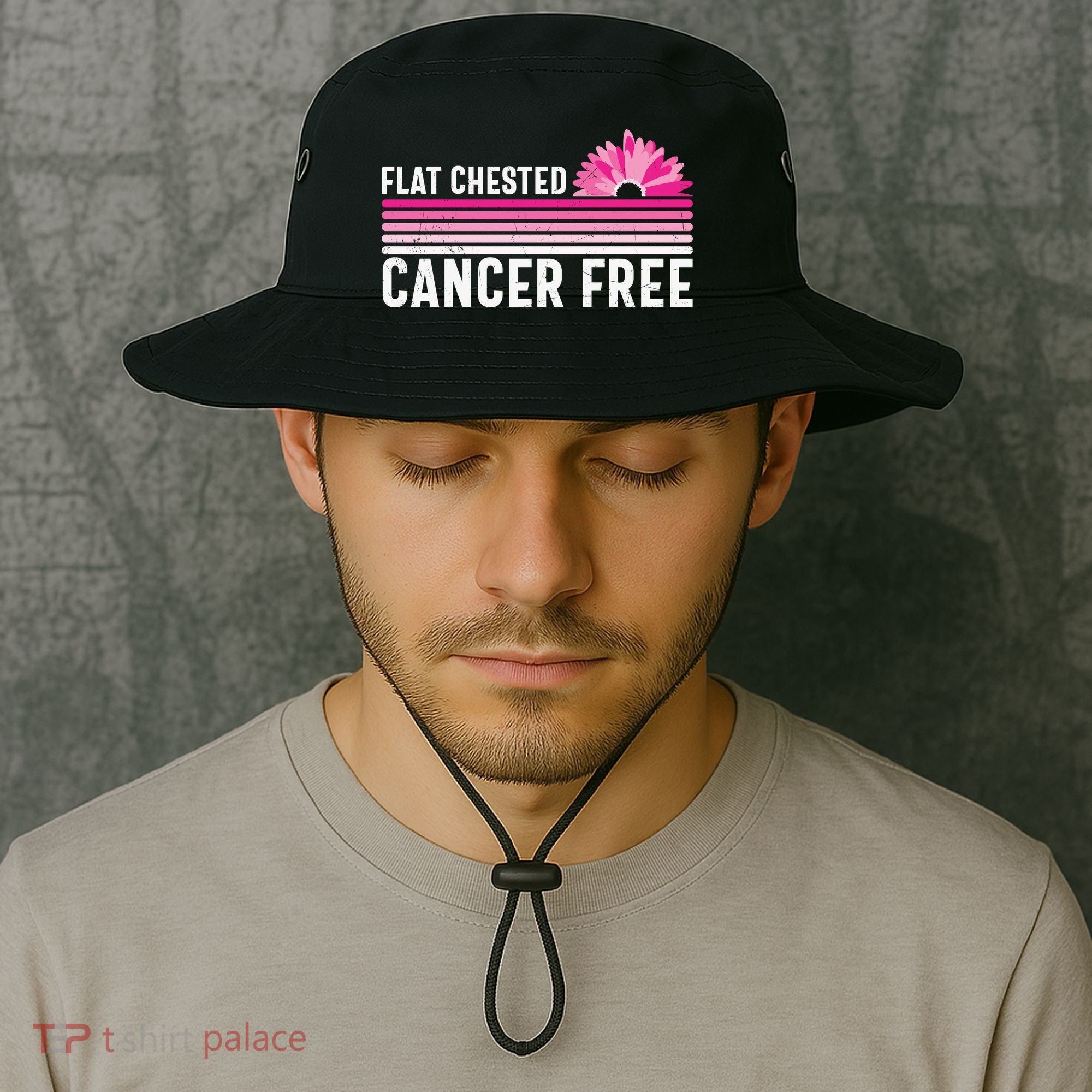 Flat Chested Cancer Free Flower Breast Caner Bucket Hat