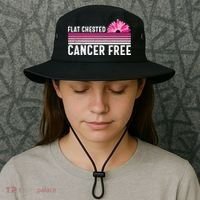 Flat Chested Cancer Free Flower Breast Caner Bucket Hat thumb 3
