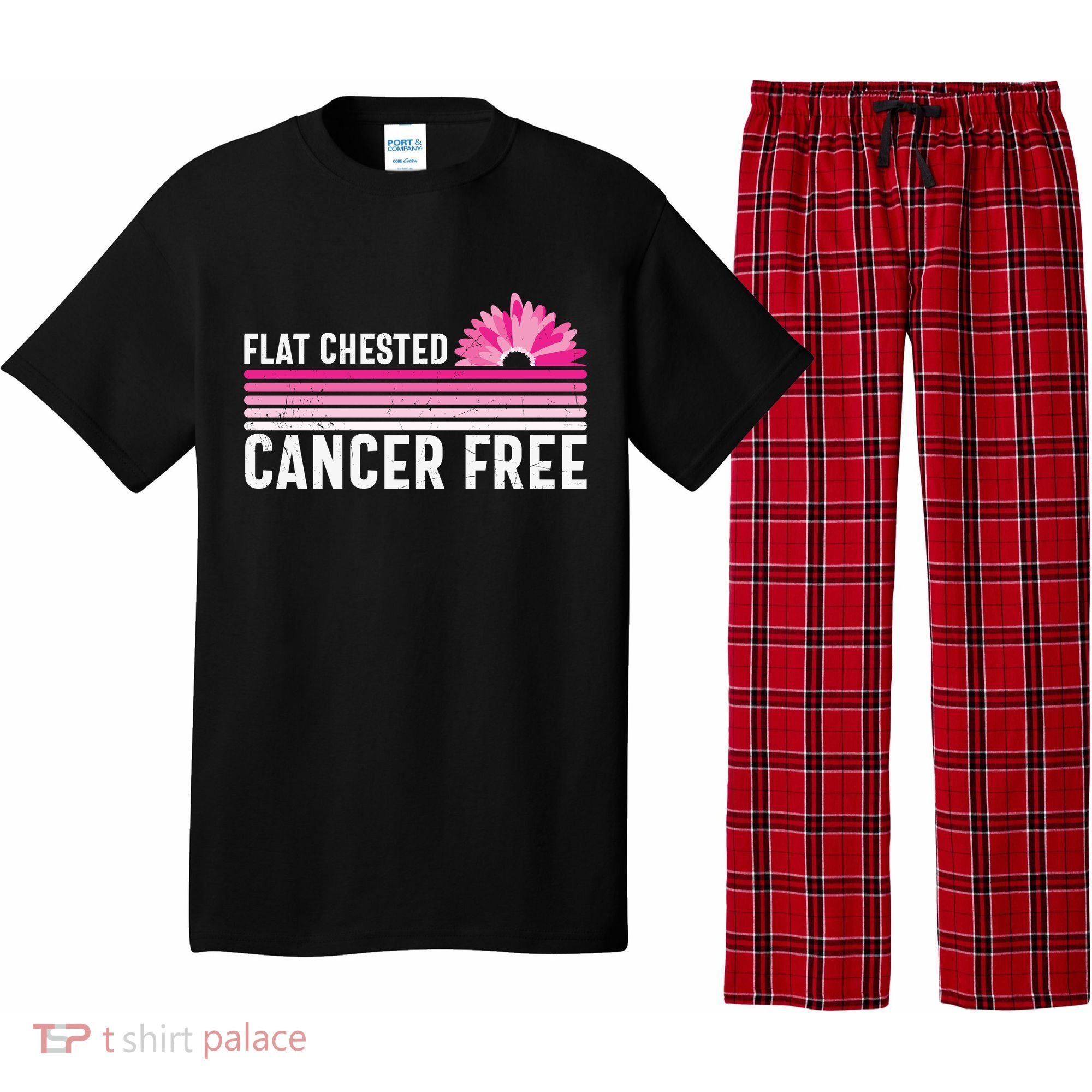 Flat Chested Cancer Free Flower Breast Caner Pajama Set