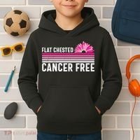 Flat Chested Cancer Free Flower Breast Caner Kids Hoodie thumb 2