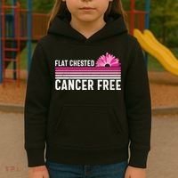 Flat Chested Cancer Free Flower Breast Caner Kids Hoodie thumb 3