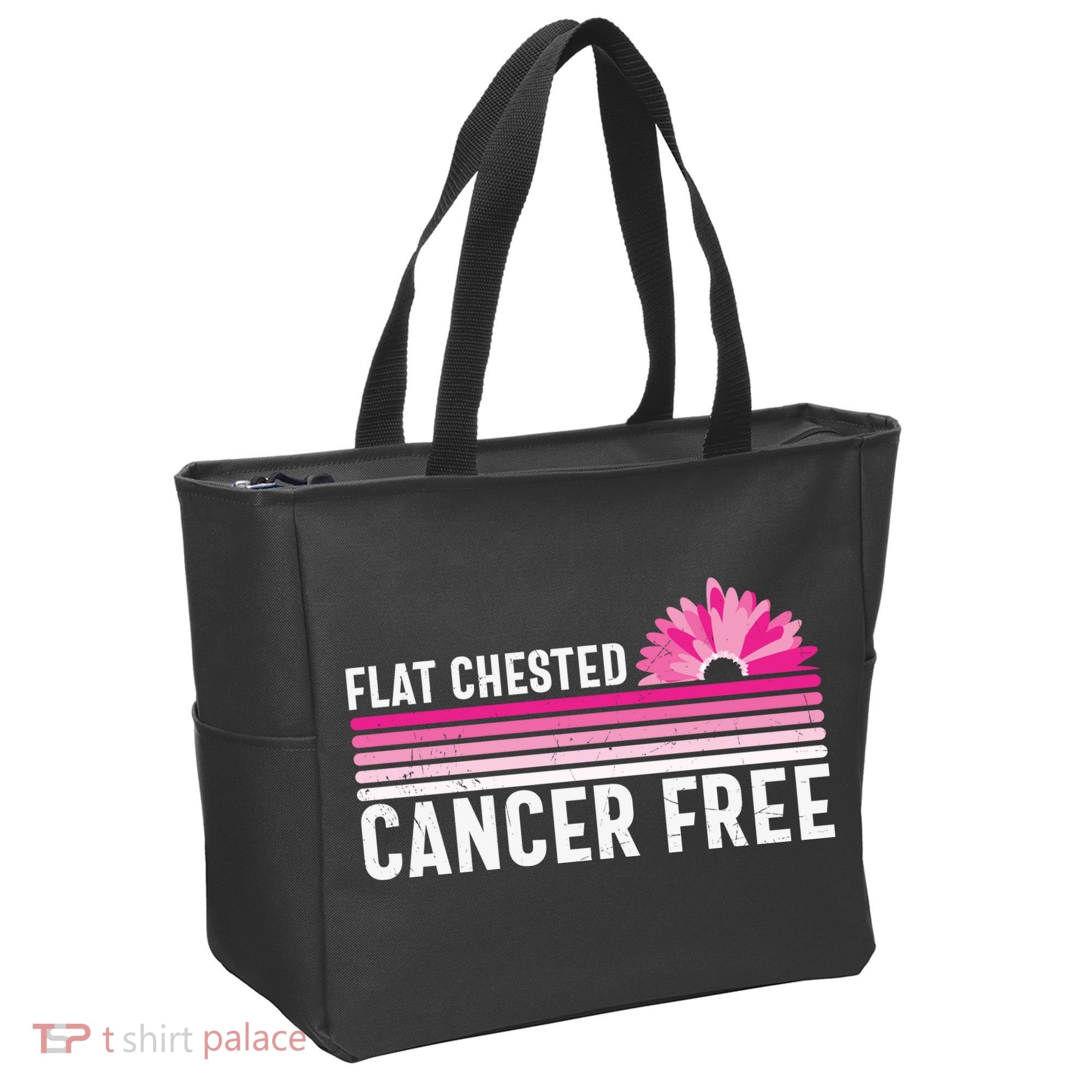Flat Chested Cancer Free Flower Breast Caner Tote Bag