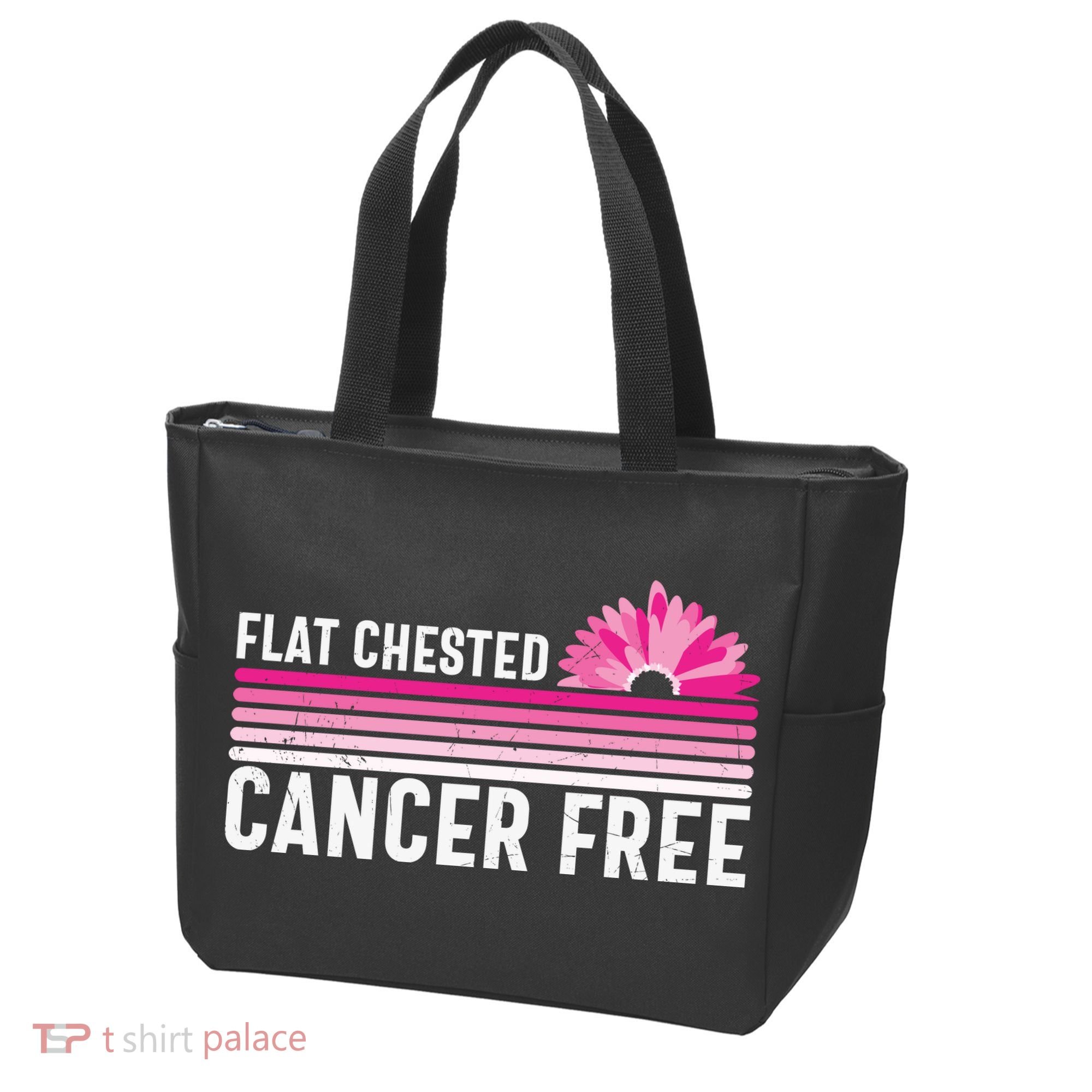 Flat Chested Cancer Free Flower Breast Caner Tote Bag