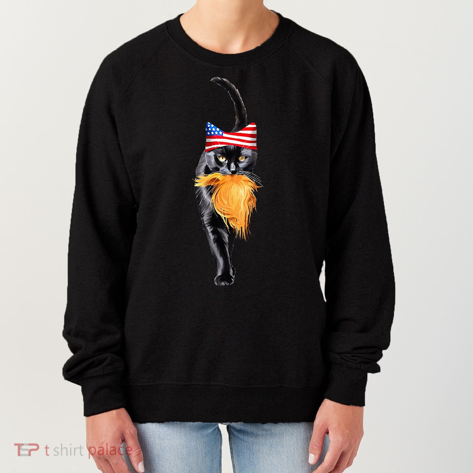 Funny Childless Cat Lady With Trump Hair Vote Kamala 2024 Women's Sweatshirt