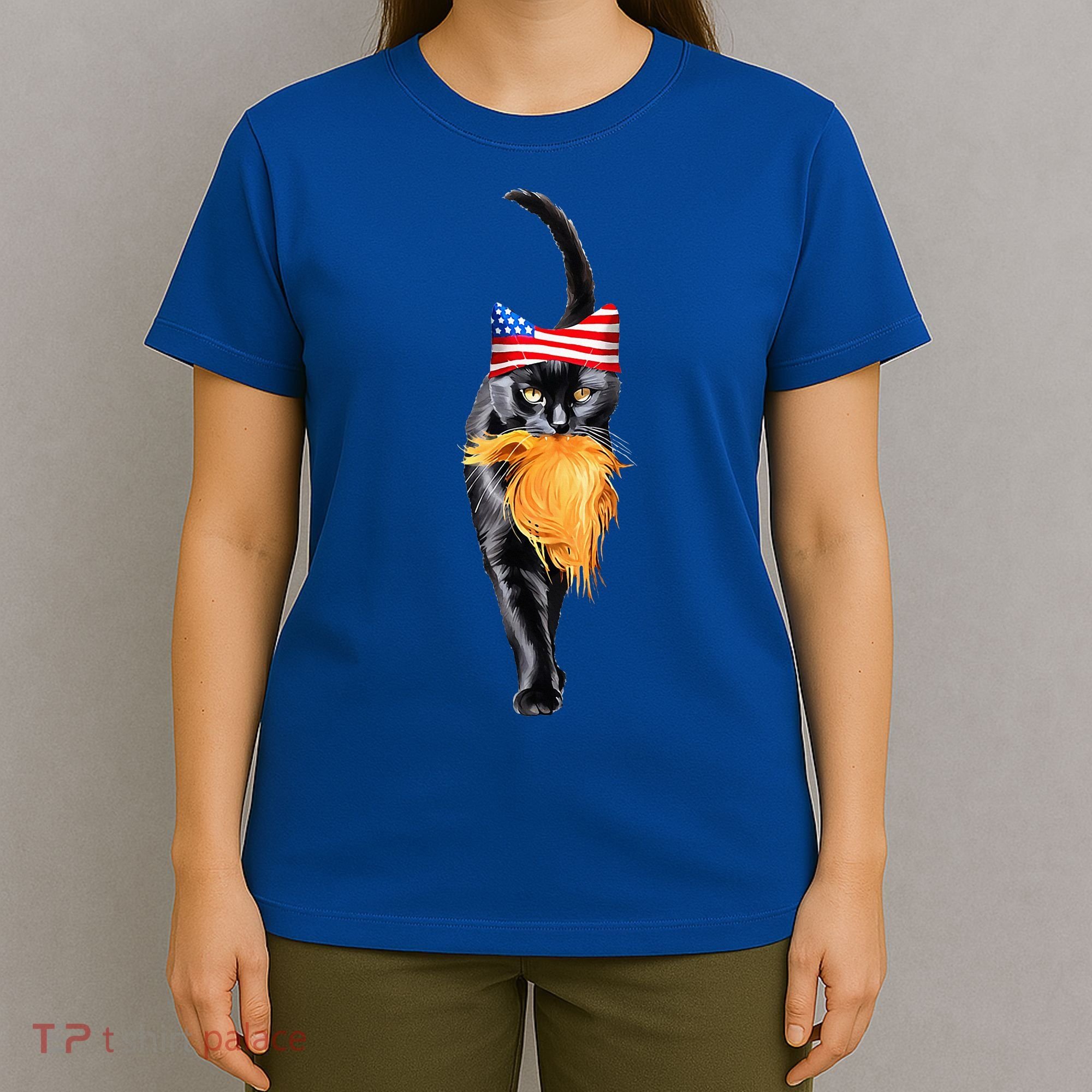 Funny Childless Cat Lady With Trump Hair Vote Kamala 2024 T-Shirt