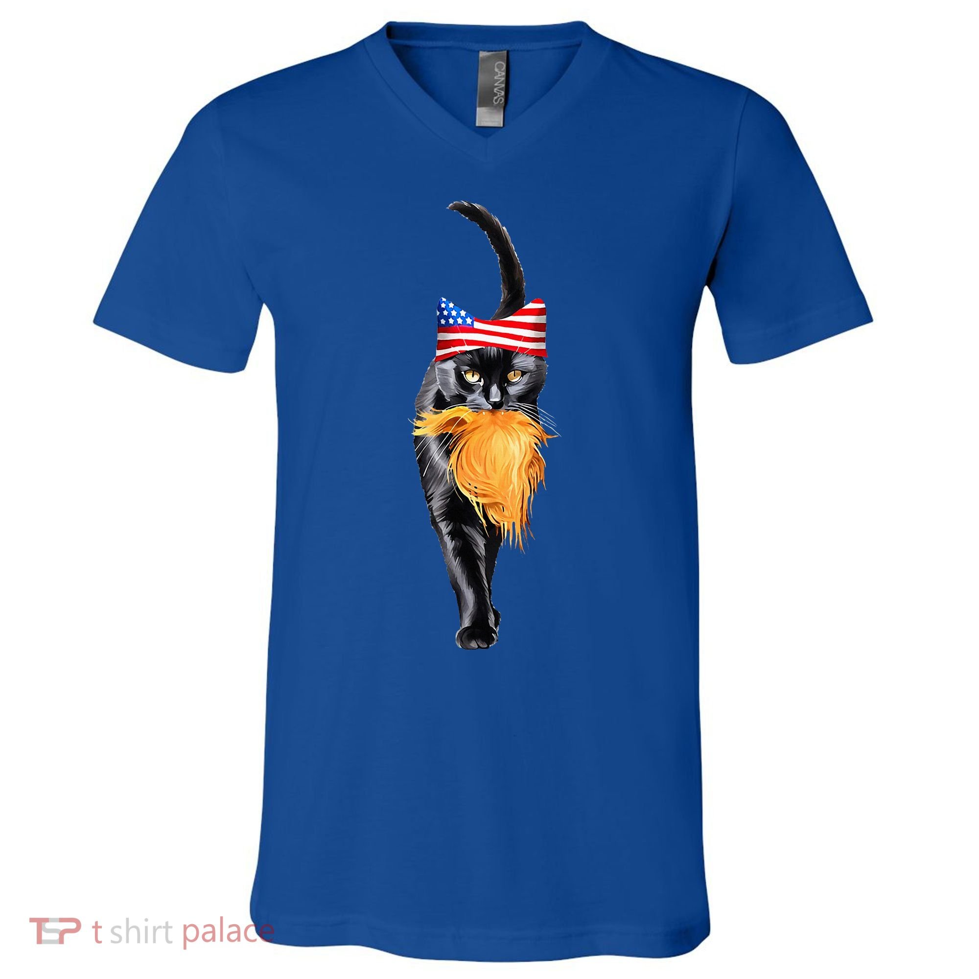 Funny Childless Cat Lady With Trump Hair Vote Kamala 2024 V-Neck T-Shirt