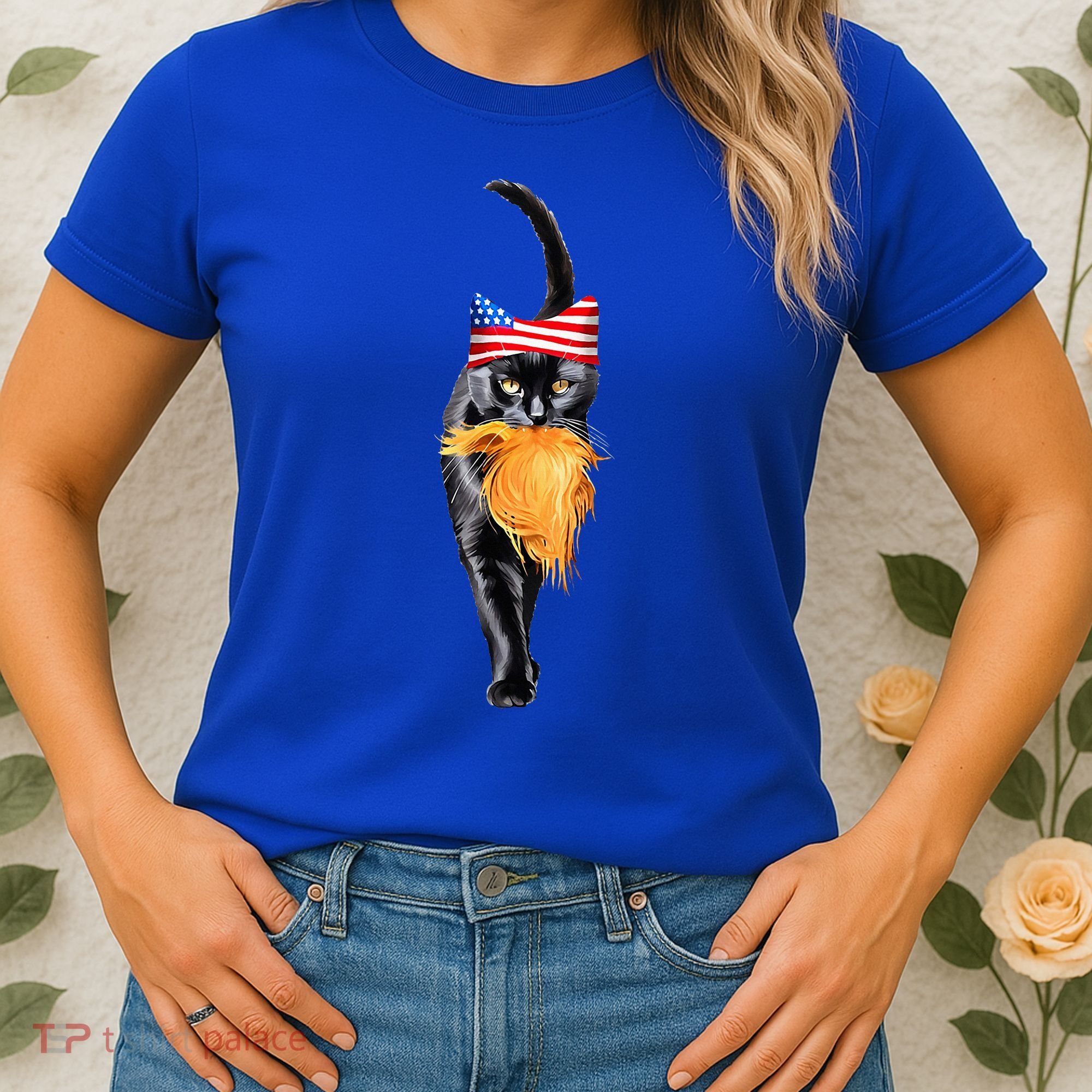 Funny Childless Cat Lady With Trump Hair Vote Kamala 2024 Women's T-Shirt