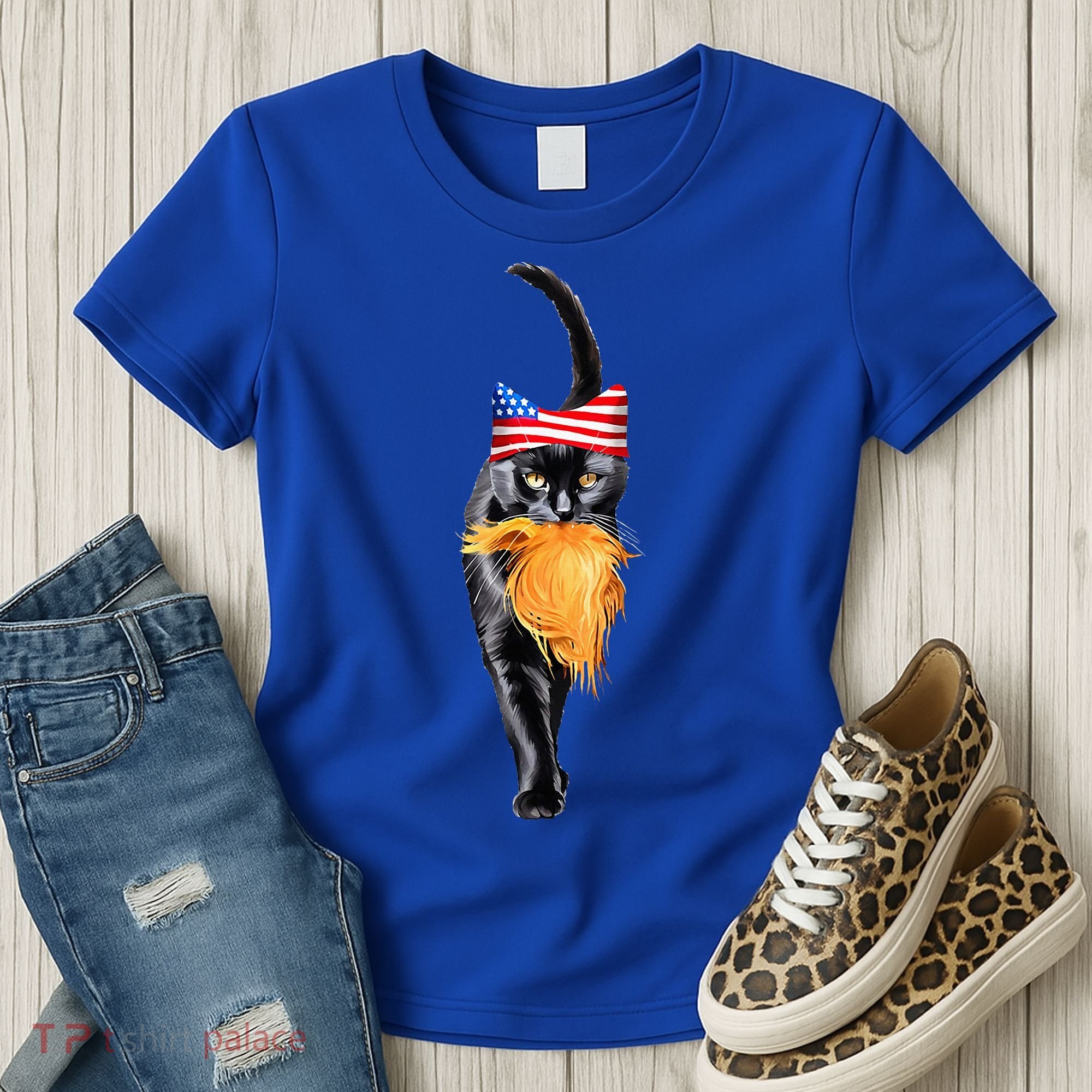 Funny Childless Cat Lady With Trump Hair Vote Kamala 2024 Women's T-Shirt