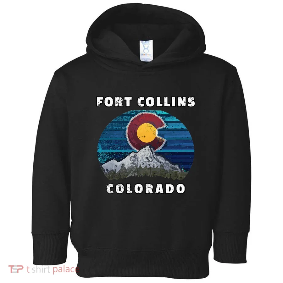 Fort Collins Colorado Flag Mountain Toddler Hoodie