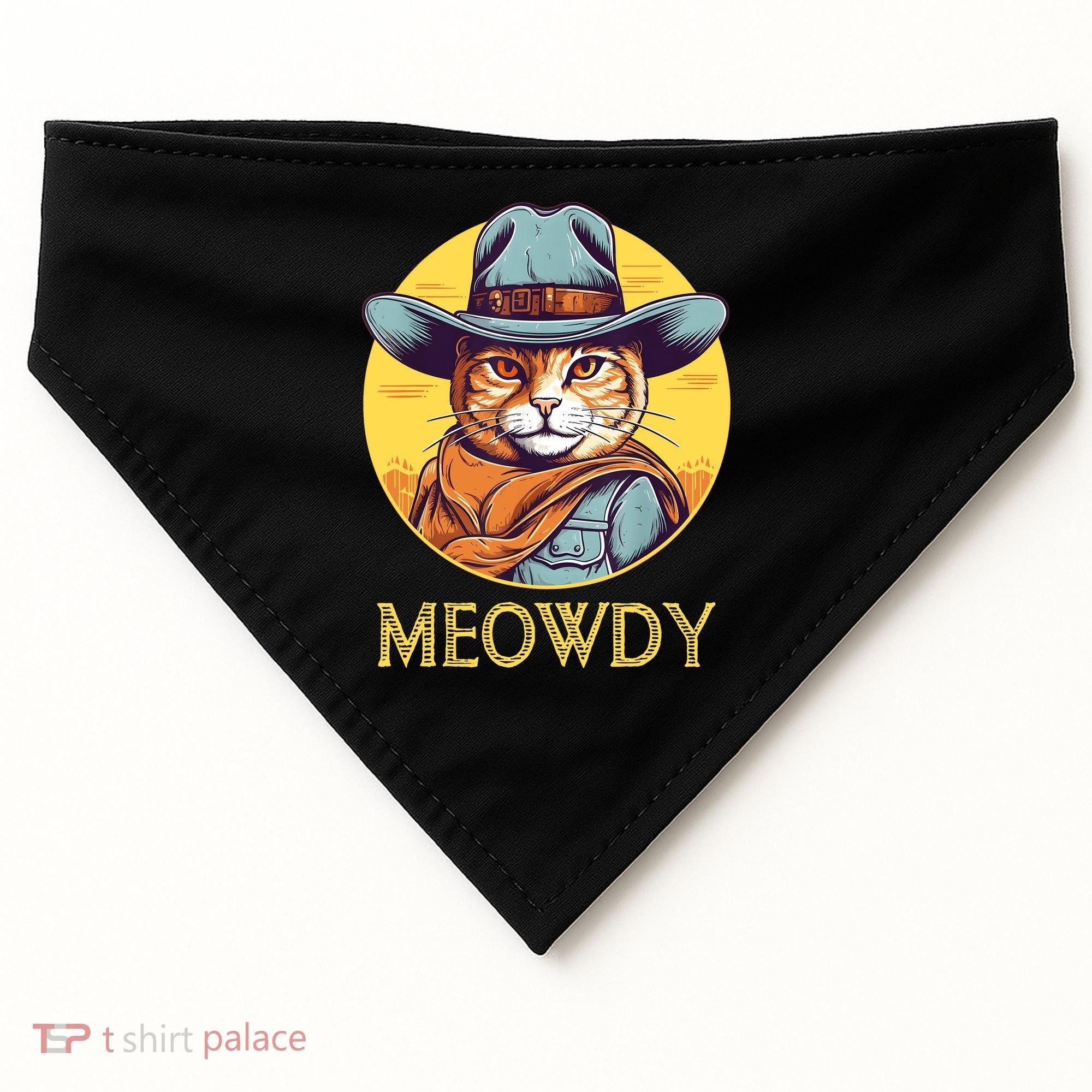 Funny Cat Cowboy Cowgirl Meow Howdy Meowdy USA-Made Doggie Bandana
