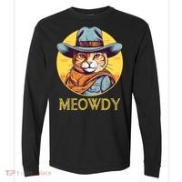 Funny Cat Cowboy Cowgirl Meow Howdy Meowdy Comfort Colors Heavyweight Long Sleeve T-Shirt thumb 0