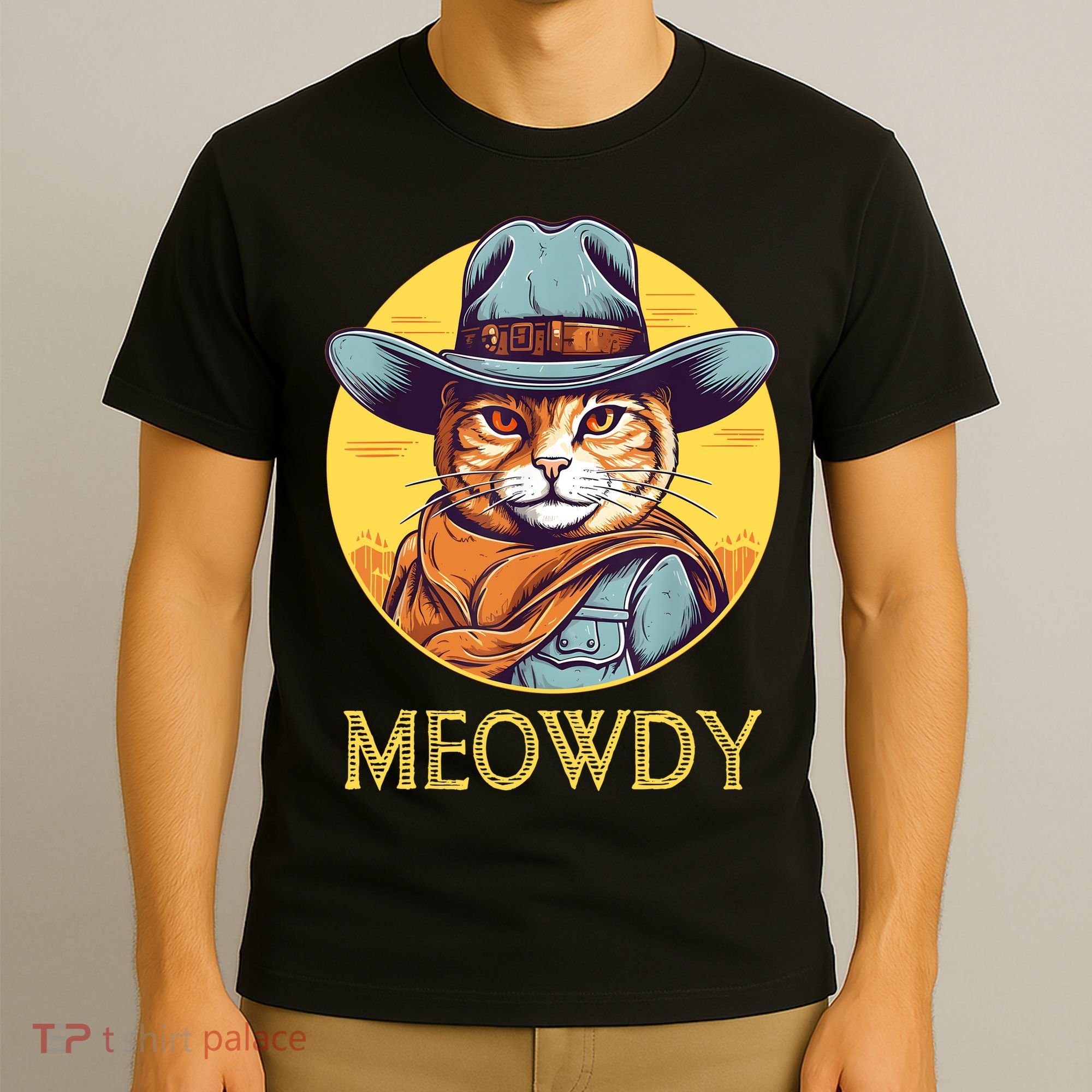 Funny Cat Cowboy Cowgirl Meow Howdy Meowdy T-Shirt