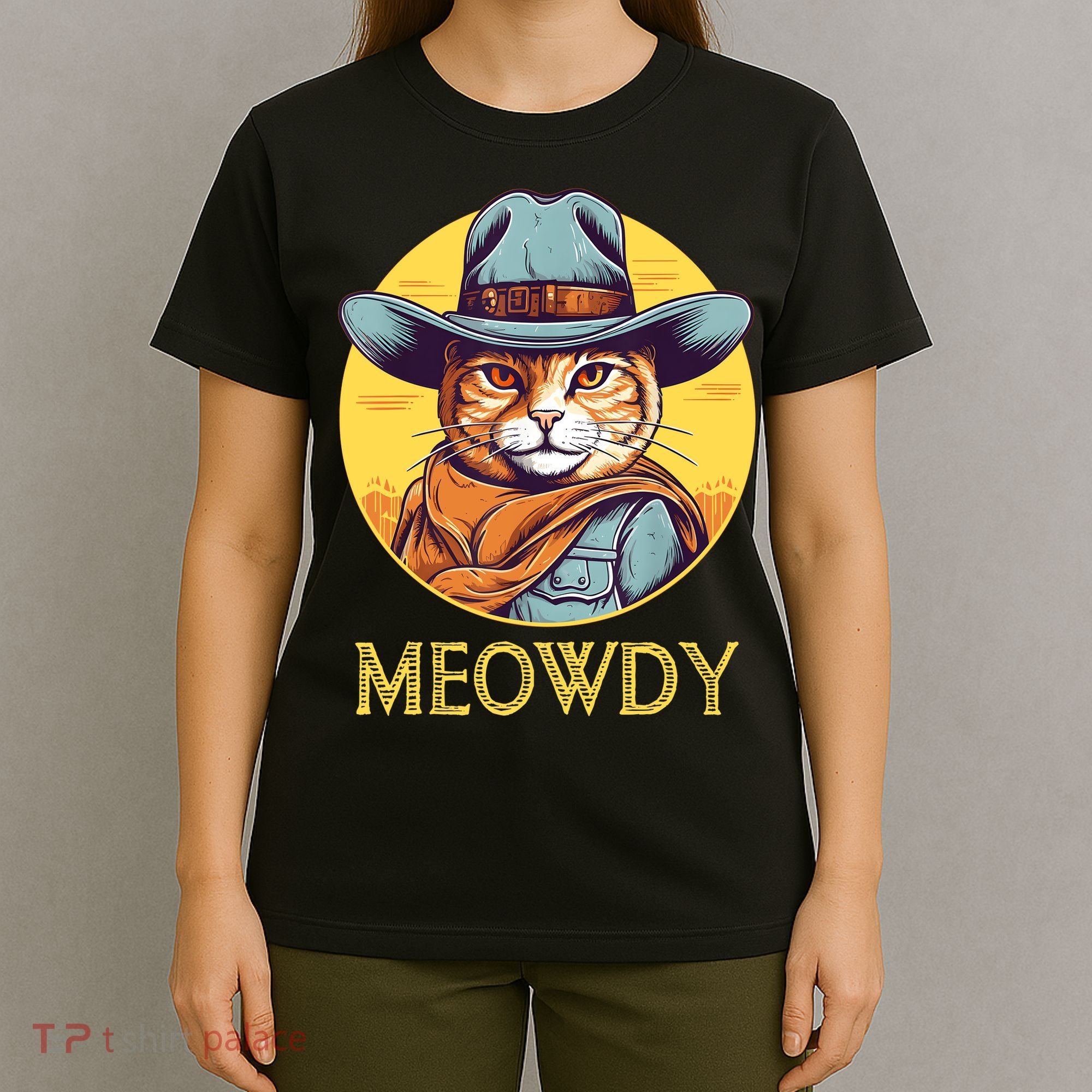 Funny Cat Cowboy Cowgirl Meow Howdy Meowdy T-Shirt