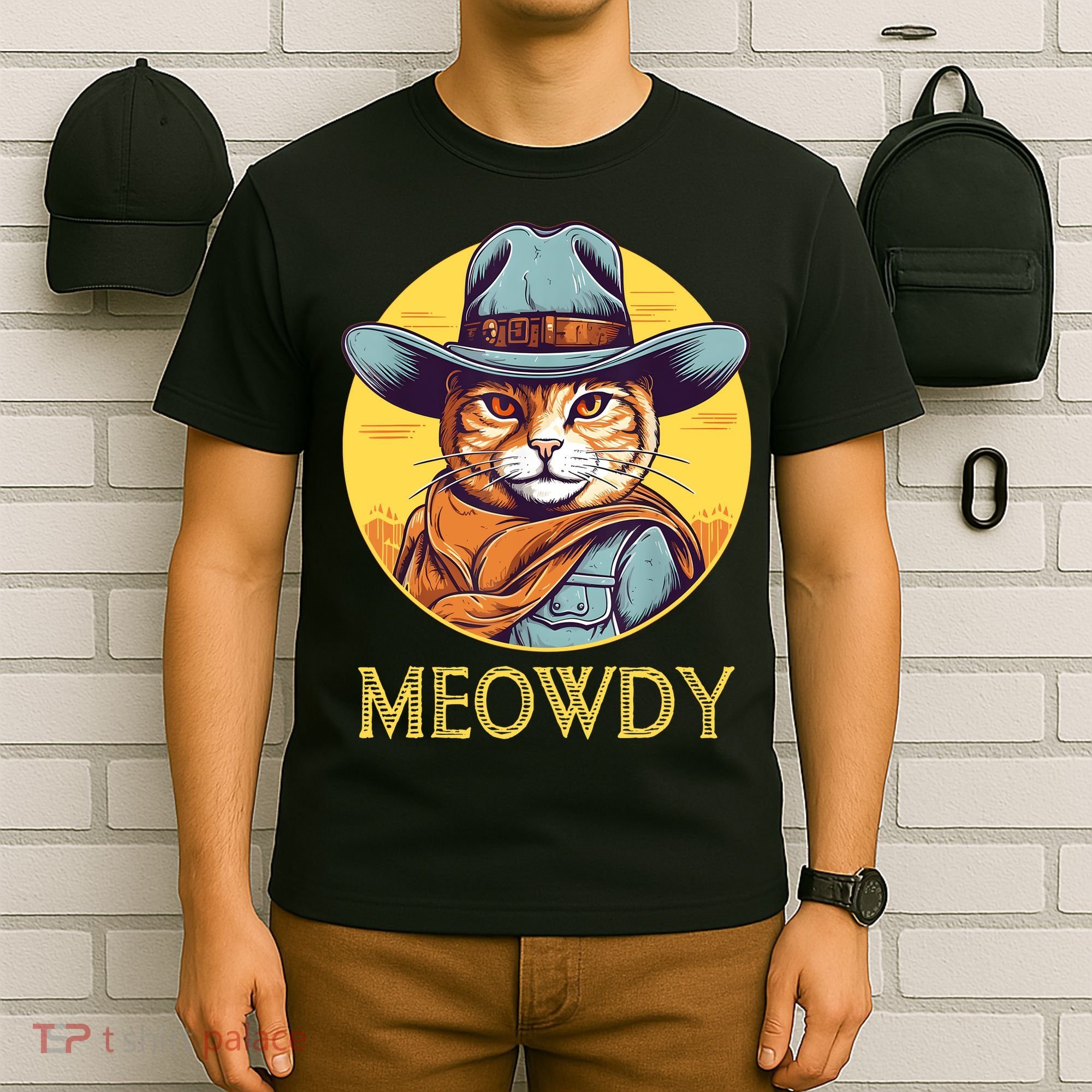 Funny Cat Cowboy Cowgirl Meow Howdy Meowdy T-Shirt