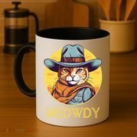 Funny Cat Cowboy Cowgirl Meow Howdy Meowdy Coffee Mug thumb 4