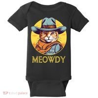 Funny Cat Cowboy Cowgirl Meow Howdy Meowdy Baby Bodysuit thumb 0