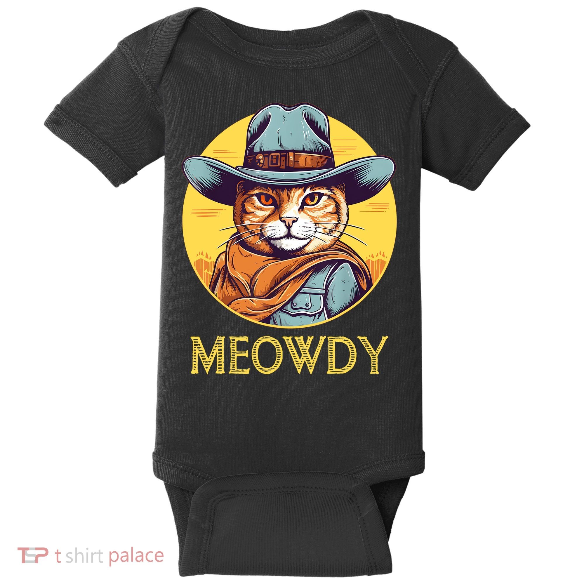 Funny Cat Cowboy Cowgirl Meow Howdy Meowdy Baby Bodysuit