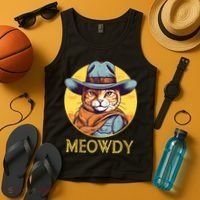 Funny Cat Cowboy Cowgirl Meow Howdy Meowdy Tank Top thumb 4