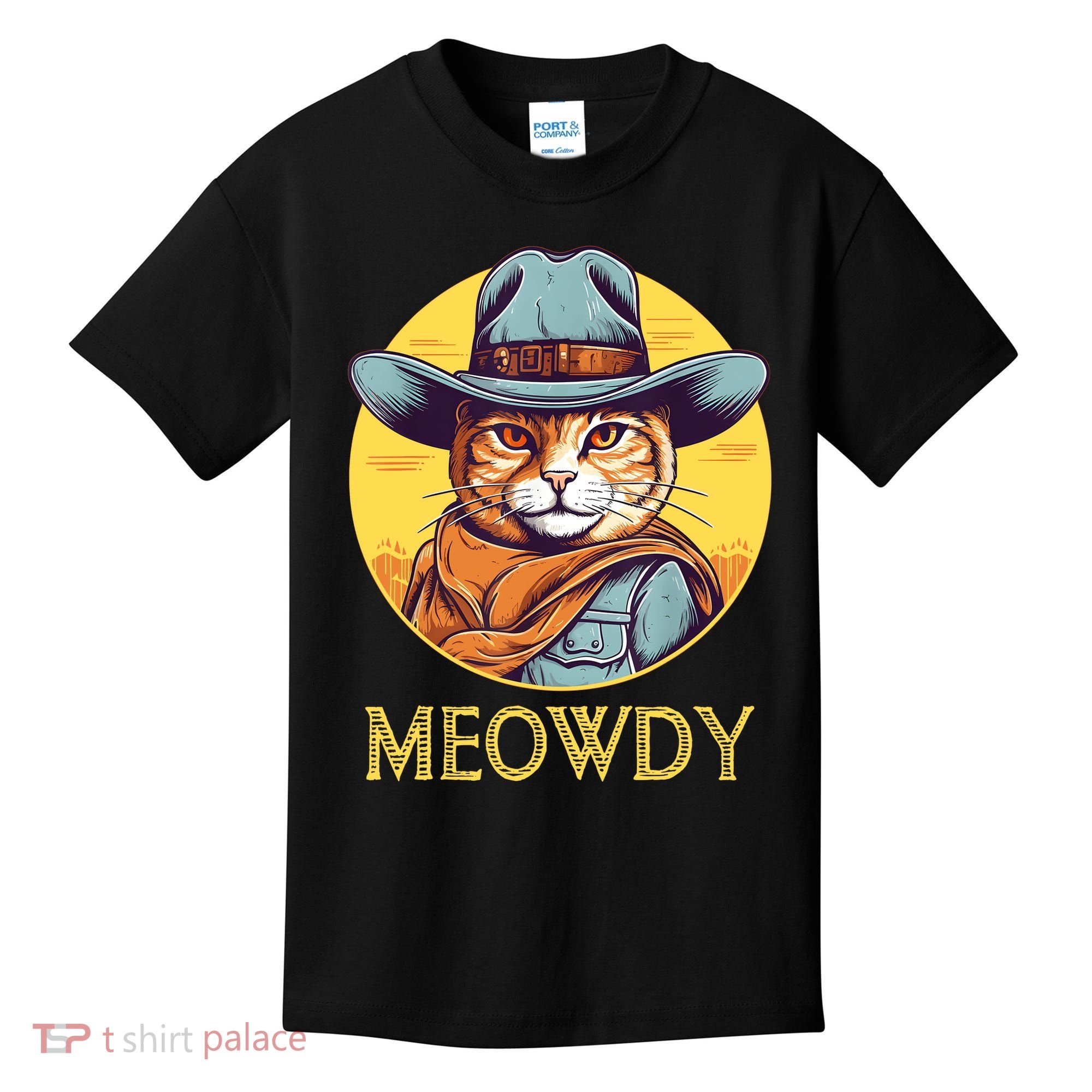 Funny Cat Cowboy Cowgirl Meow Howdy Meowdy Kids T-Shirt