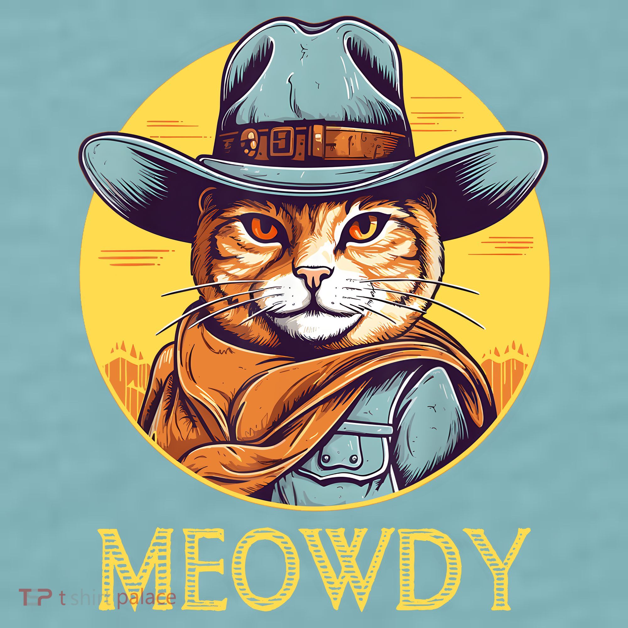 Funny Cat Cowboy Cowgirl Meow Howdy Meowdy Sueded Cloud Jersey T-Shirt