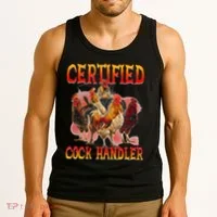 Funny Certified Cock Handler Funny Oddly Specific Meme Tank Top thumb 3