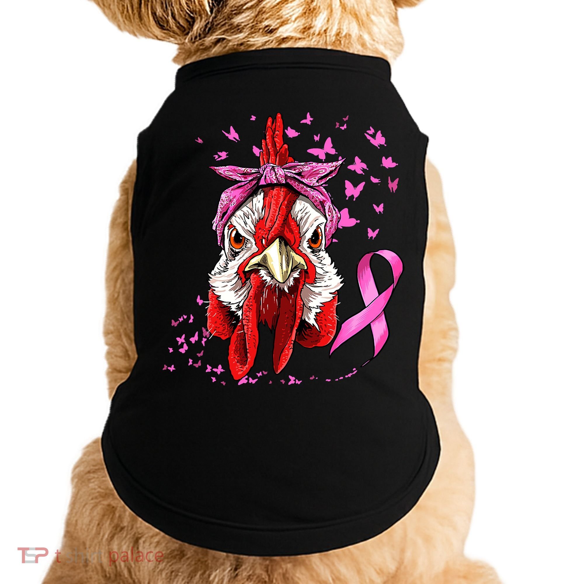 Funny Chicken Chick Breast Cancer Awareness Pink Ribbon Doggie Tank