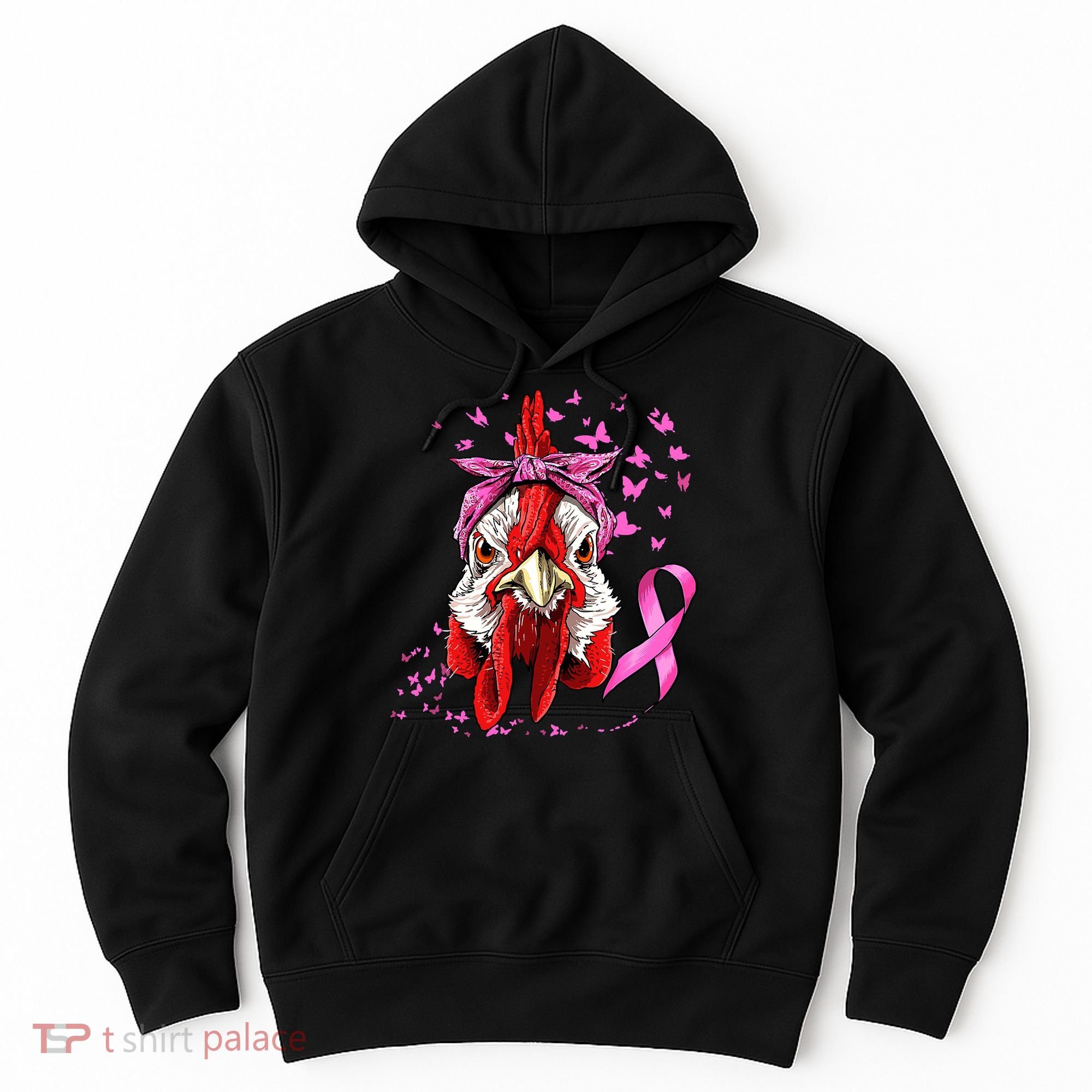 Funny Chicken Chick Breast Cancer Awareness Pink Ribbon Hoodie