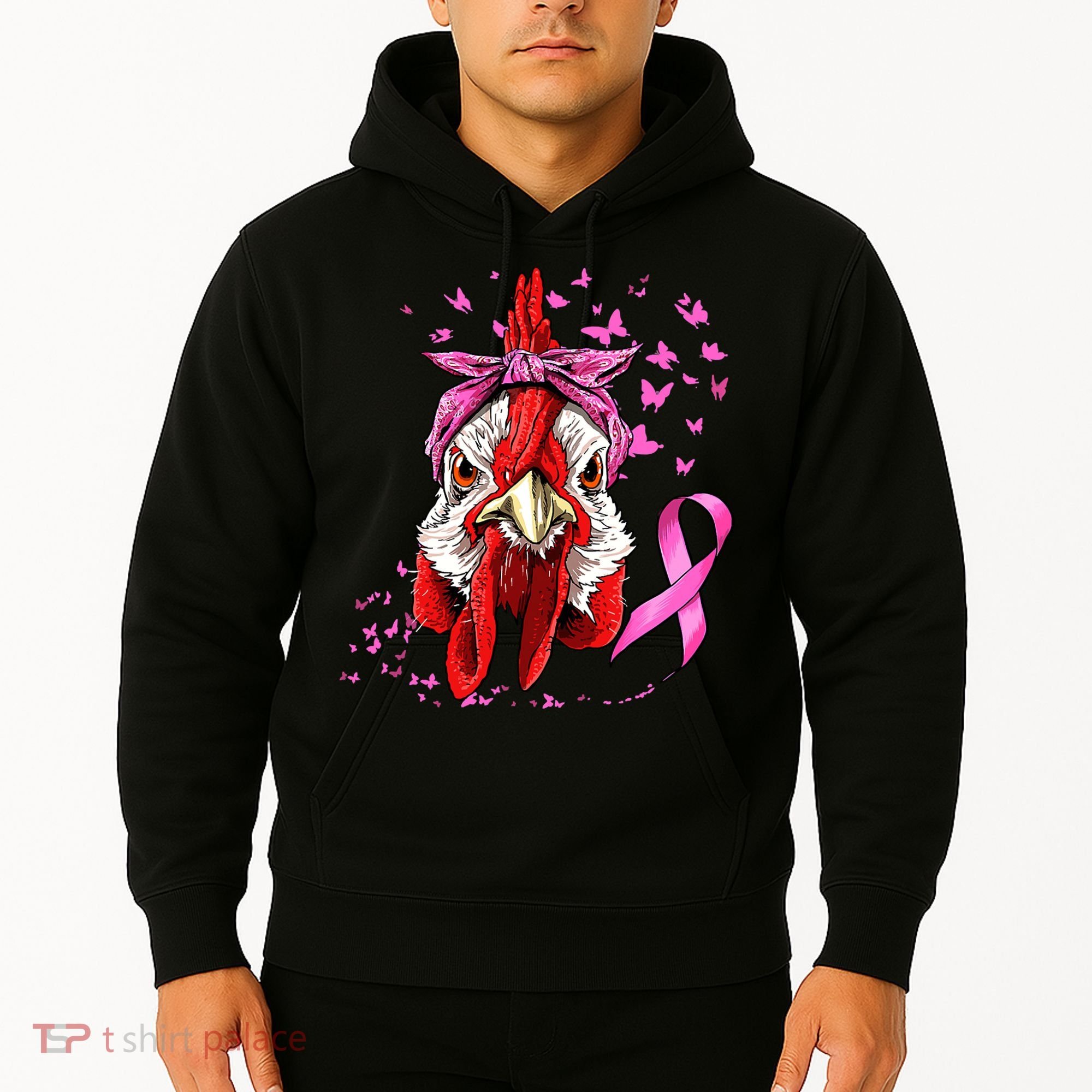 Funny Chicken Chick Breast Cancer Awareness Pink Ribbon Hoodie
