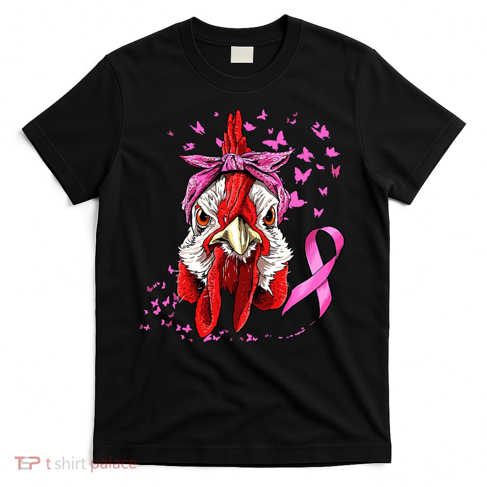Funny Chicken Chick Breast Cancer Awareness Pink Ribbon T-Shirt