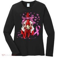 Funny Chicken Chick Breast Cancer Awareness Pink Ribbon Women's Long Sleeve Shirt thumb 0