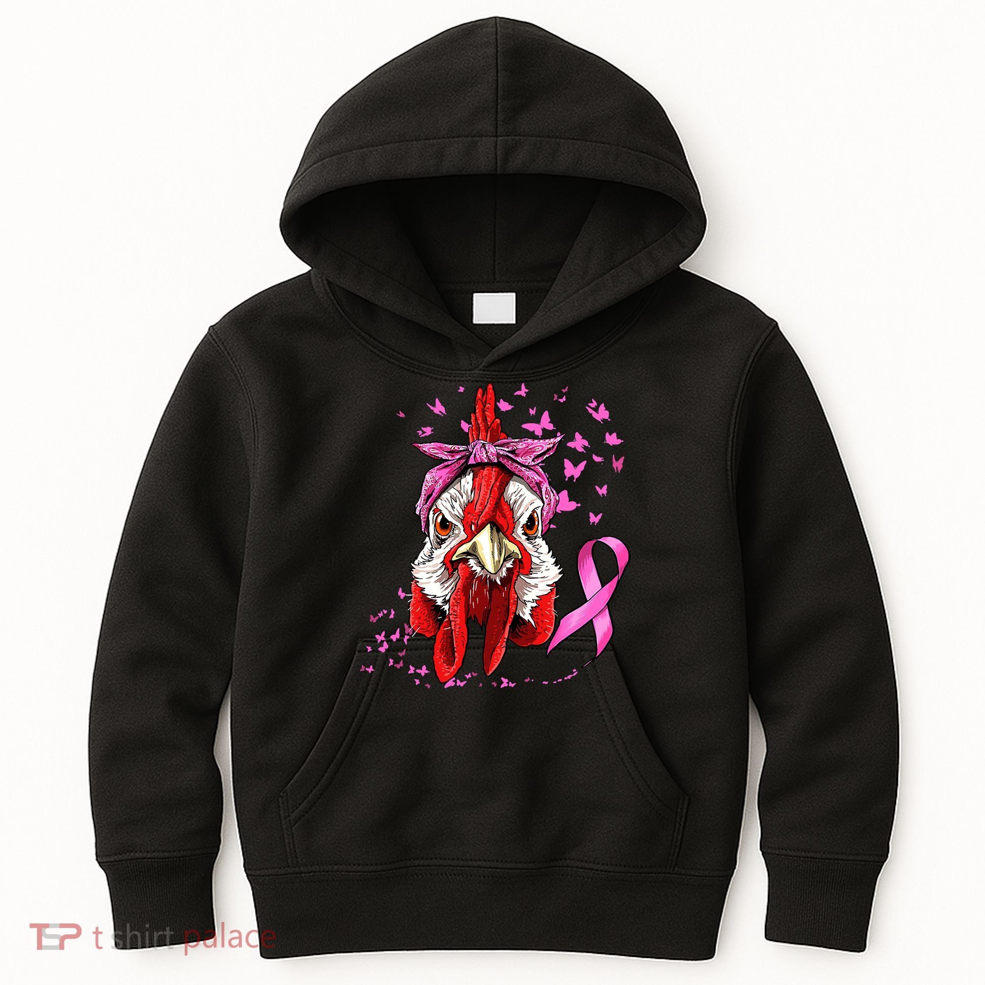 Funny Chicken Chick Breast Cancer Awareness Pink Ribbon Kids Hoodie