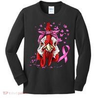 Funny Chicken Chick Breast Cancer Awareness Pink Ribbon Kids Long Sleeve Shirt thumb 0