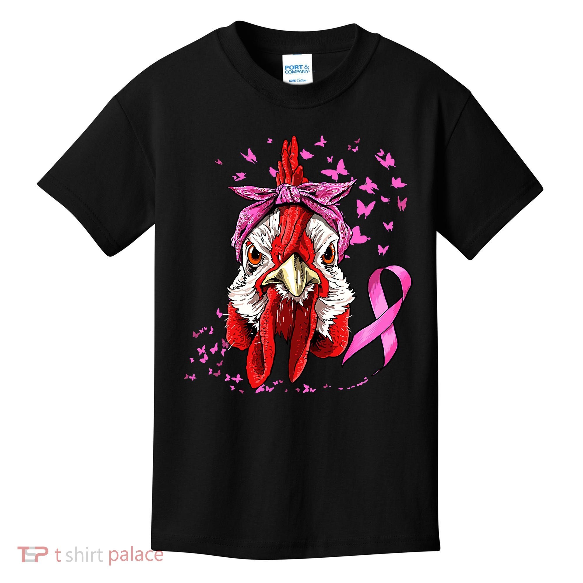 Funny Chicken Chick Breast Cancer Awareness Pink Ribbon Kids T-Shirt